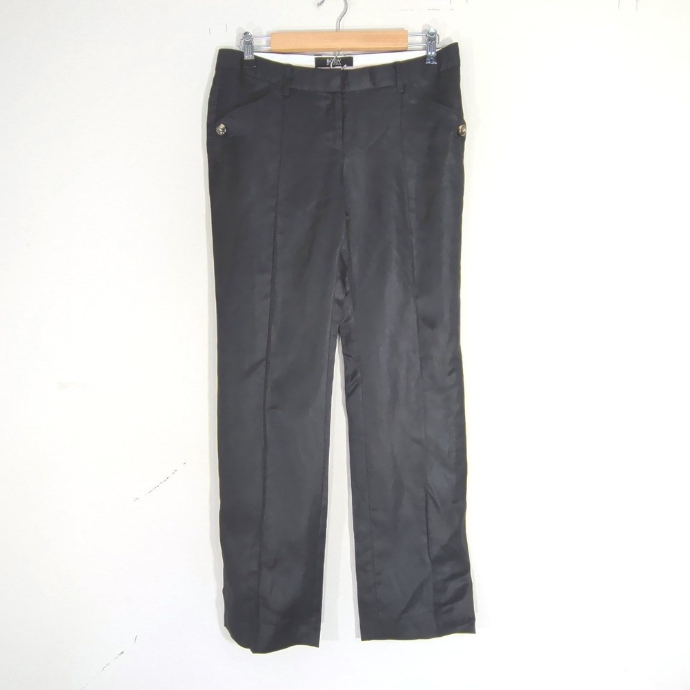 Body By Victoria Black Trousers; Christie Fit Linen Viscose Dress Pants